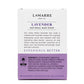 Lamarre Soap Co. Lavender Natural Bar Soap with exfoliating lavender flowers, lavender essential oil, shea butter and coconut oil box back. 